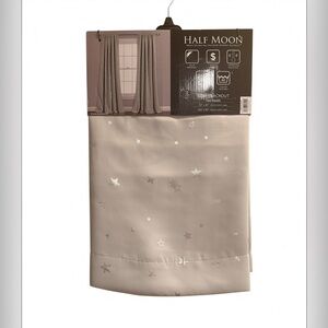 Half Moon Star Blackout Curtains Light Gray w/ Stars Pair 104x84 Machine Wash